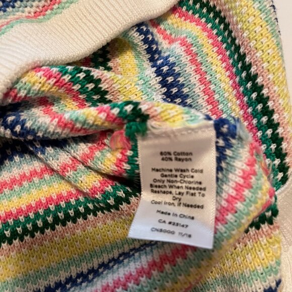 Talbots NWOT Rainbow Stripe Zipper Shoulder Curved Hem Sweater 1X - Picture 6 of 7